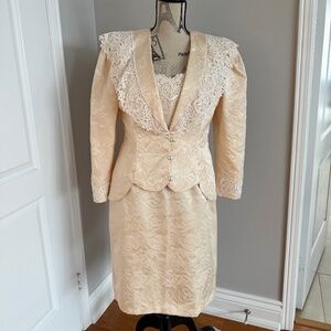 Soft Champagne Vintage Two Pc Formal Suit (jacket with strapless dress)